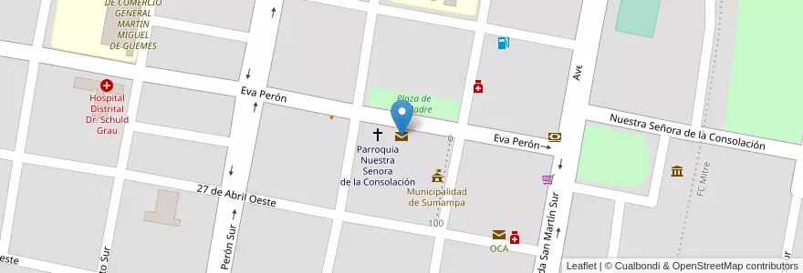 Mapa de ubicacion de Correo Argentino en الأرجنتين, Santiago Del Estero, Departamento Quebrachos, Sumampa.