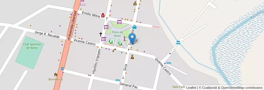 Mapa de ubicacion de Correo Argentino en 아르헨티나, Córdoba, Departamento San Alberto, Municipio De Nono, Pedanía Nono, Nono.