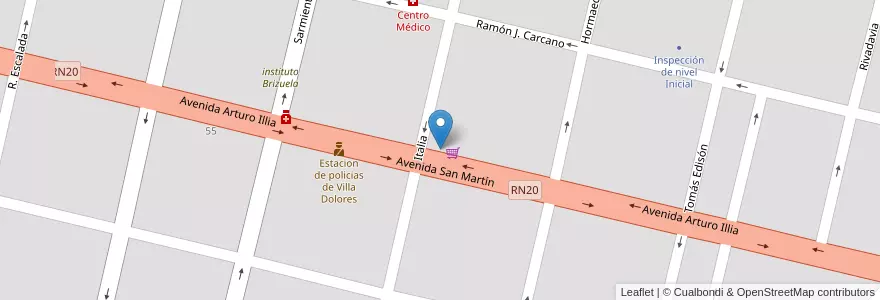 Mapa de ubicacion de Correo Argentino en アルゼンチン, コルドバ州, Departamento San Javier, Pedanía Dolores, Municipio De Villa Dolores, Villa Dolores.