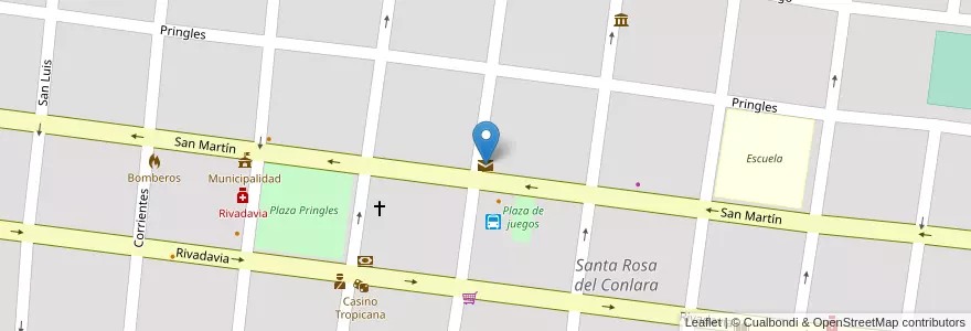 Mapa de ubicacion de Correo Argentino en Argentina, San Luis, Junín, Municipio De Santa Rosa Del Conlara.