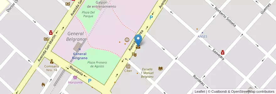 Mapa de ubicacion de Correo Argentino en Argentinië, Buenos Aires, Partido De General Belgrano, General Belgrano.