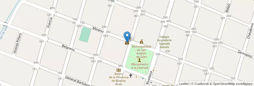 Mapa de ubicacion de Correo argentino en 阿根廷, 布宜诺斯艾利斯省, Partido De San Andrés De Giles.