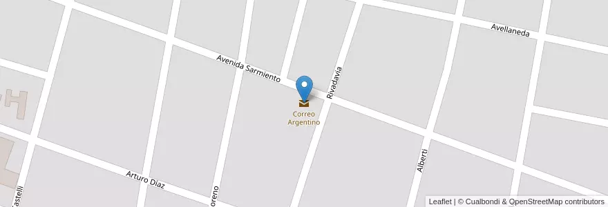 Mapa de ubicacion de Correo Argentino en アルゼンチン, ブエノスアイレス州, Partido De Carmen De Areco, Carmen De Areco.