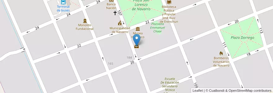 Mapa de ubicacion de Correo Argentino en アルゼンチン, ブエノスアイレス州, Partido De Navarro, Navarro.