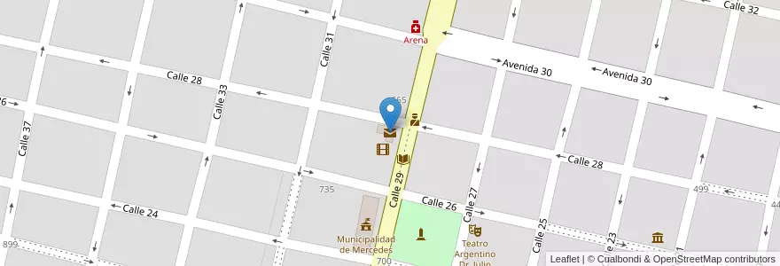 Mapa de ubicacion de Correo Argentino en Argentina, Buenos Aires, Partido De Mercedes, Mercedes.