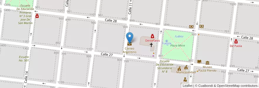 Mapa de ubicacion de Correo Argentino en Argentinië, Buenos Aires, Partido De Veinticinco De Mayo, Veinticinco De Mayo.
