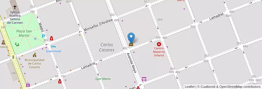Mapa de ubicacion de Correo Argentino en 아르헨티나, 부에노스아이레스주, Partido De Carlos Casares, Carlos Casares.