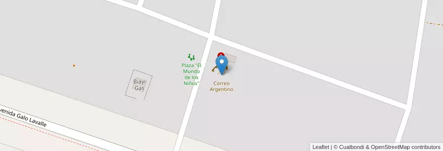 Mapa de ubicacion de Correo Argentino en Arjantin, Buenos Aires, Partido De General Lavalle.