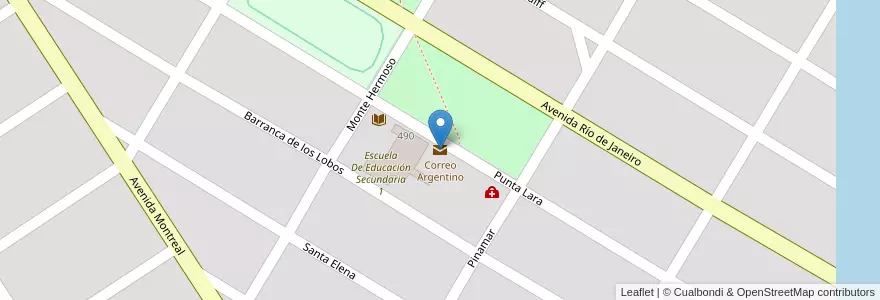 Mapa de ubicacion de Correo Argentino en Arjantin, Buenos Aires, Partido De Mar Chiquita, Santa Clara Del Mar.