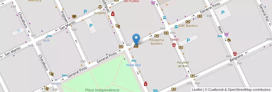 Mapa de ubicacion de Correo Argentino en Argentina, Buenos Aires, Partido De Tandil, Tandil.