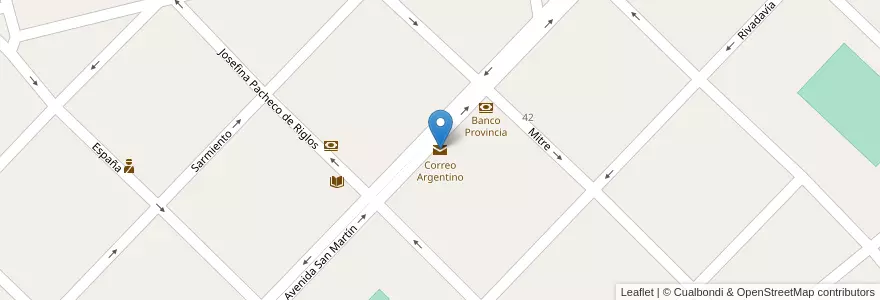 Mapa de ubicacion de Correo Argentino en Arjantin, Buenos Aires, Partido De Tres Arroyos.