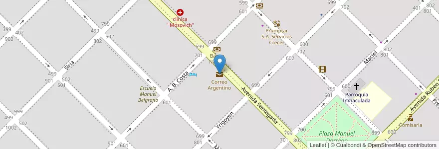 Mapa de ubicacion de Correo Argentino en Arjantin, Buenos Aires, Partido De Coronel Dorrego, Coronel Dorrego.