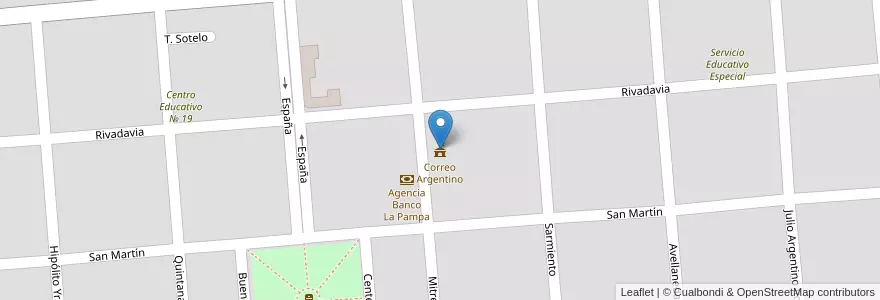 Mapa de ubicacion de Correo Argentino en アルゼンチン, ラ・パンパ州, Departamento Rancul, Municipio De Rancul.