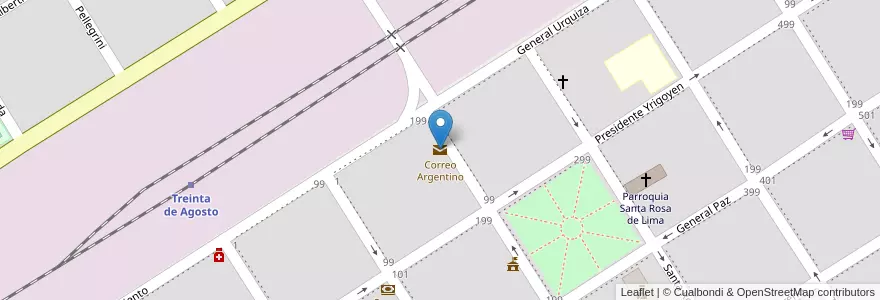 Mapa de ubicacion de Correo Argentino en 阿根廷, 布宜诺斯艾利斯省, Partido De Trenque Lauquen, Cuartel Treinta De Agosto, Treinta De Agosto.