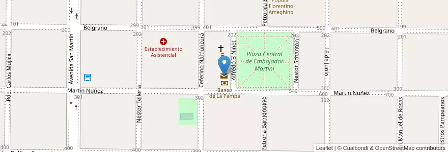 Mapa de ubicacion de Correo Argentino en Argentina, La Pampa, Departamento Realicó, Municipio De Embajador Martini.