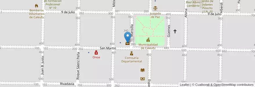 Mapa de ubicacion de Correo Argentino en アルゼンチン, ラ・パンパ州, Departamento Rancul, Municipio De Caleufú.