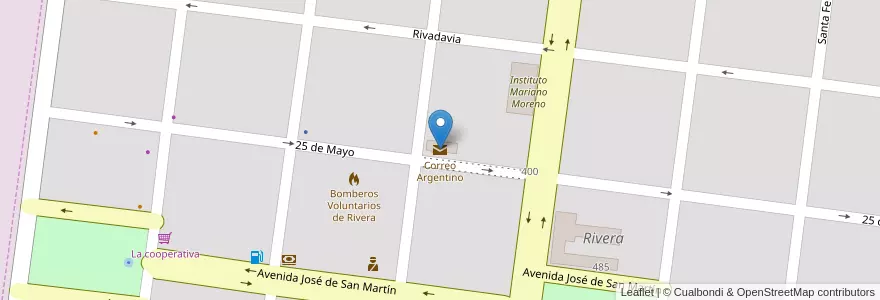 Mapa de ubicacion de Correo Argentino en Argentina, Buenos Aires, Partido De Adolfo Alsina.