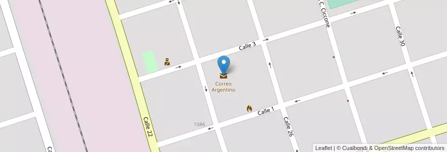 Mapa de ubicacion de Correo Argentino en آرژانتین, استان بوئنوس آیرس, Partido De Villarino, Pedro Luro.