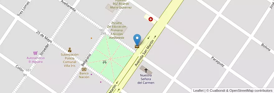 Mapa de ubicacion de Correo Argentino en Arjantin, Buenos Aires, Partido De Puan, Villa Iris.
