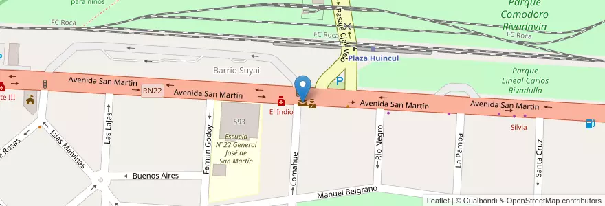 Mapa de ubicacion de Correo Argentino en Arjantin, Şili, Neuquén, Departamento Confluencia, Municipio De Plaza Huincul, Plaza Huincul.