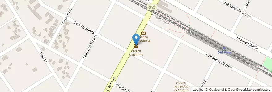Mapa de ubicacion de Correo Argentino en Arjantin, Buenos Aires, Partido Del Pilar, Del Viso.
