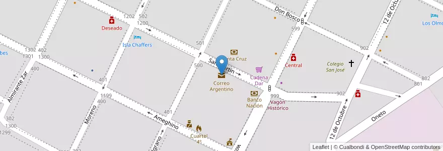 Mapa de ubicacion de Correo Argentino en Argentina, Santa Cruz, Deseado, Puerto Deseado, Puerto Deseado.