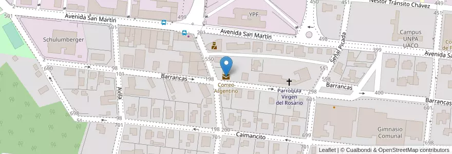 Mapa de ubicacion de Correo Argentino en الأرجنتين, تشيلي, محافظة سانتا كروز, Comisión De Fomento De Cañadón Seco, Deseado, Cañadón Seco.