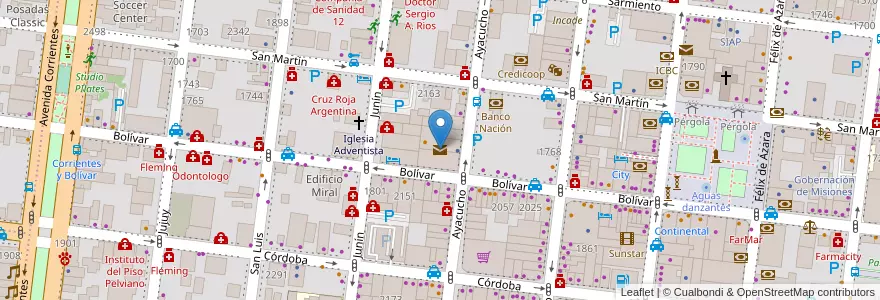 Mapa de ubicacion de Correo Argentino en Argentinië, Misiones, Departamento Capital, Municipio De Posadas, Posadas.