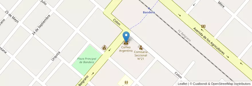 Mapa de ubicacion de Correo Argentino en Argentinië, Santiago Del Estero, Departamento Belgrano.