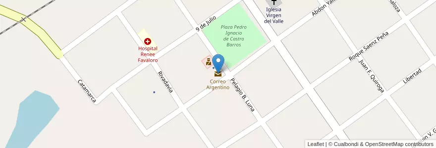 Mapa de ubicacion de Correo Argentino en آرژانتین, La Rioja, Departamento Rosario Vera Peñaloza.