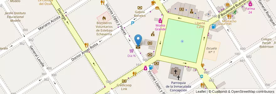 Mapa de ubicacion de Correo Argentino en Argentinië, Buenos Aires, Partido De Esteban Echeverría, Monte Grande.