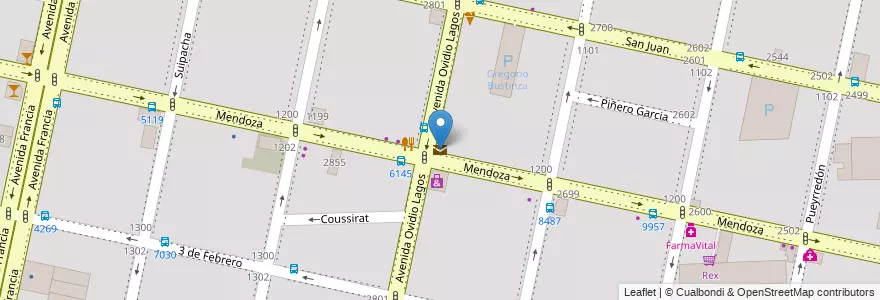 Mapa de ubicacion de Correo Argentino en Argentinië, Santa Fe, Departamento Rosario, Municipio De Rosario, Rosario.