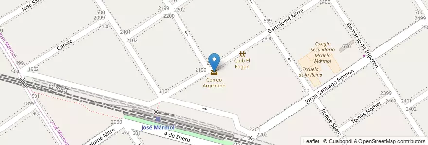 Mapa de ubicacion de Correo Argentino en Argentina, Buenos Aires, Partido De Almirante Brown.