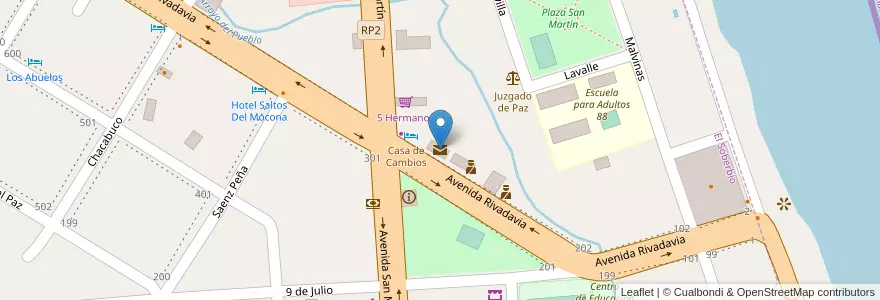 Mapa de ubicacion de Correo Argentino en 阿根廷, Misiones, Departamento Guaraní, Municipio De El Soberbio, El Soberbio.