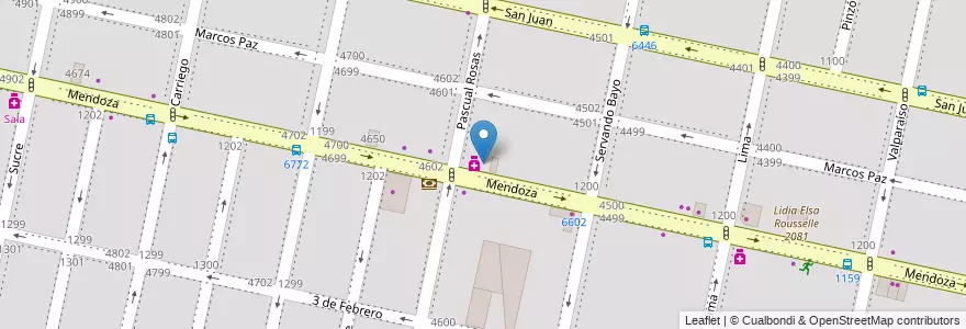 Mapa de ubicacion de Correo Argentino en アルゼンチン, サンタフェ州, Departamento Rosario, Municipio De Rosario, ロサリオ.