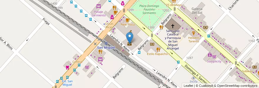 Mapa de ubicacion de Correo Argentino en Arjantin, Buenos Aires, Partido De San Miguel, San Miguel.