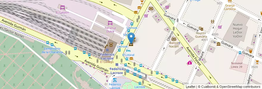 Mapa de ubicacion de Correo Argentino, Chacarita en آرژانتین, Ciudad Autónoma De Buenos Aires, Buenos Aires, Comuna 15.
