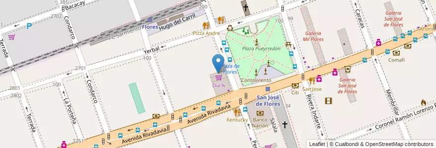 Mapa de ubicacion de Correo Argentino, Flores en Argentinien, Ciudad Autónoma De Buenos Aires, Comuna 7, Buenos Aires.