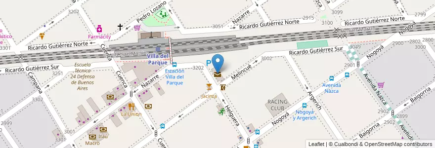 Mapa de ubicacion de Correo Argentino, Villa del Parque en Argentinië, Ciudad Autónoma De Buenos Aires, Buenos Aires, Comuna 11.