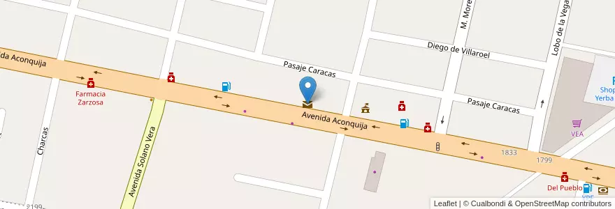 Mapa de ubicacion de Correo Argentino Yerba Buena en الأرجنتين, Tucumán, Departamento Yerba Buena, Yerba Buena.