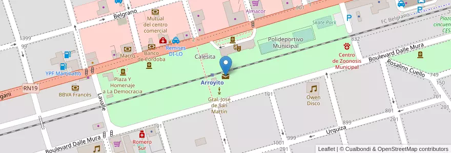 Mapa de ubicacion de Correo Municipal en アルゼンチン, コルドバ州, Departamento San Justo, Municipio Arroyito, Pedanía Arroyito, Arroyito.