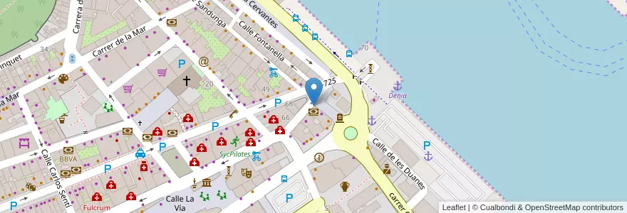 Mapa de ubicacion de Correos en スペイン, バレンシア州, Alacant / Alicante, La Marina Alta, Dénia.