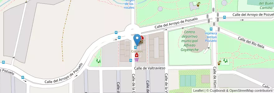 Mapa de ubicacion de Correos en Испания, Мадрид, Мадрид, Área Metropolitana De Madrid Y Corredor Del Henares, Мадрид.