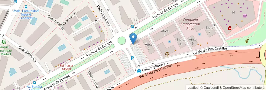 Mapa de ubicacion de Correos en Испания, Мадрид, Мадрид, Área Metropolitana De Madrid Y Corredor Del Henares, Pozuelo De Alarcón.