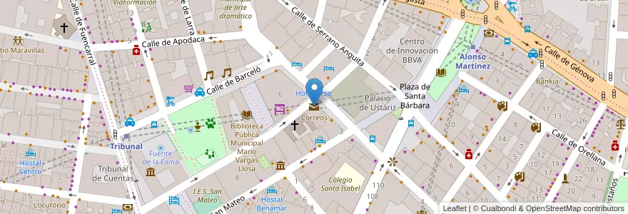 Mapa de ubicacion de Correos en Sepanyol, Comunidad De Madrid, Comunidad De Madrid, Área Metropolitana De Madrid Y Corredor Del Henares, Madrid.