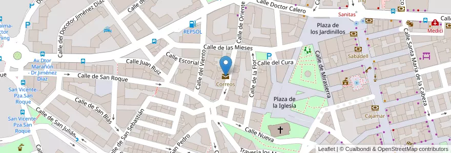 Mapa de ubicacion de Correos en إسبانيا, منطقة مدريد, منطقة مدريد, Área Metropolitana De Madrid Y Corredor Del Henares, Majadahonda.