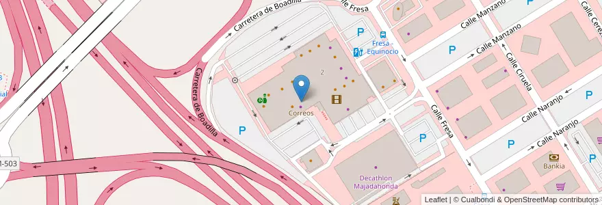 Mapa de ubicacion de Correos en Spagna, Comunidad De Madrid, Comunidad De Madrid, Área Metropolitana De Madrid Y Corredor Del Henares, Majadahonda.