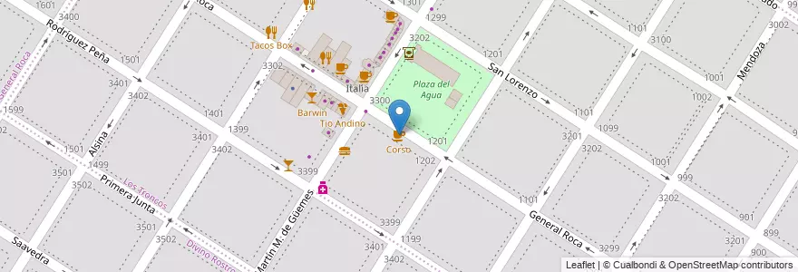 Mapa de ubicacion de Corso en الأرجنتين, بوينس آيرس, Partido De General Pueyrredón, مار ديل بلاتا.