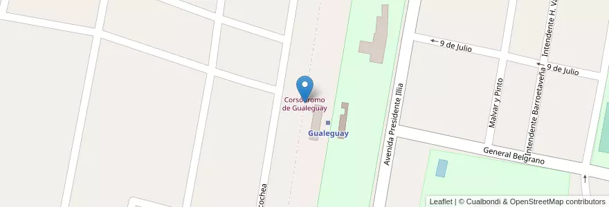 Mapa de ubicacion de Corsódromo de Gualeguay en アルゼンチン, エントレ・リオス州, Departamento Gualeguay, Distrito Cuchilla, Gualeguay.