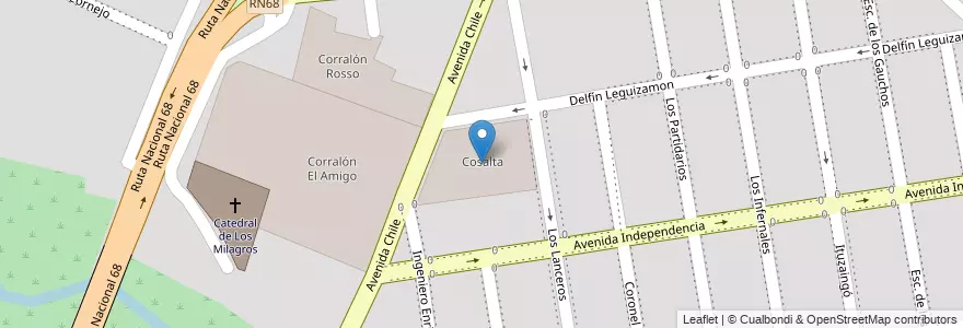 Mapa de ubicacion de Cosalta en 아르헨티나, Salta, Capital, Municipio De Salta, Salta.